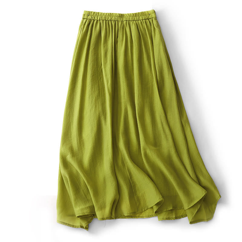 Falda plisada sencilla con cintura elástica y bolsillos para mujer con Buddha Stones