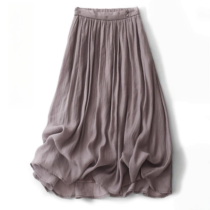 Falda plisada sencilla con cintura elástica y bolsillos para mujer con Buddha Stones