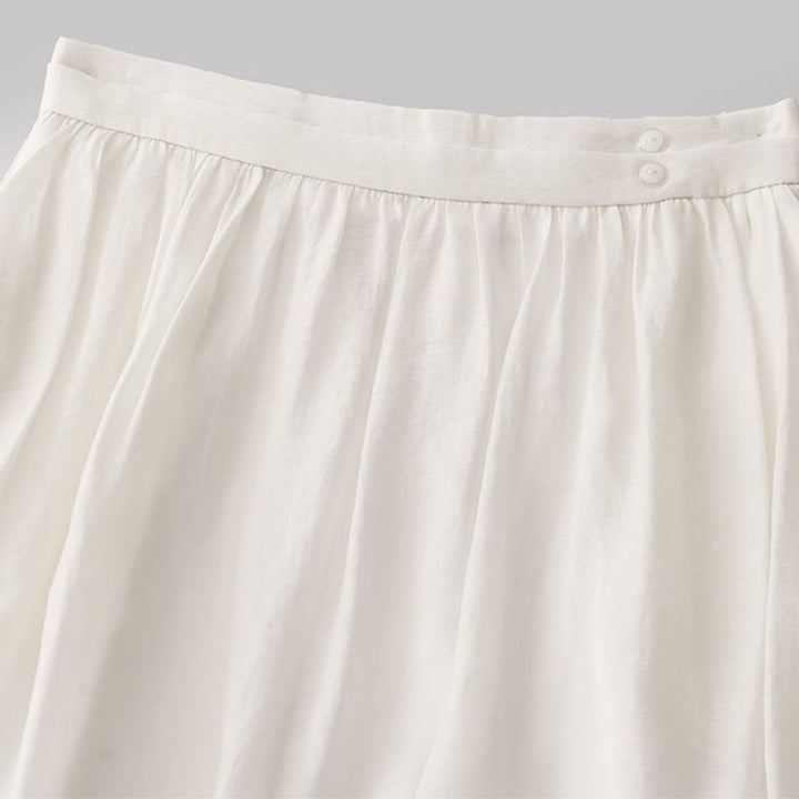 Falda plisada sencilla con cintura elástica y bolsillos para mujer con Buddha Stones