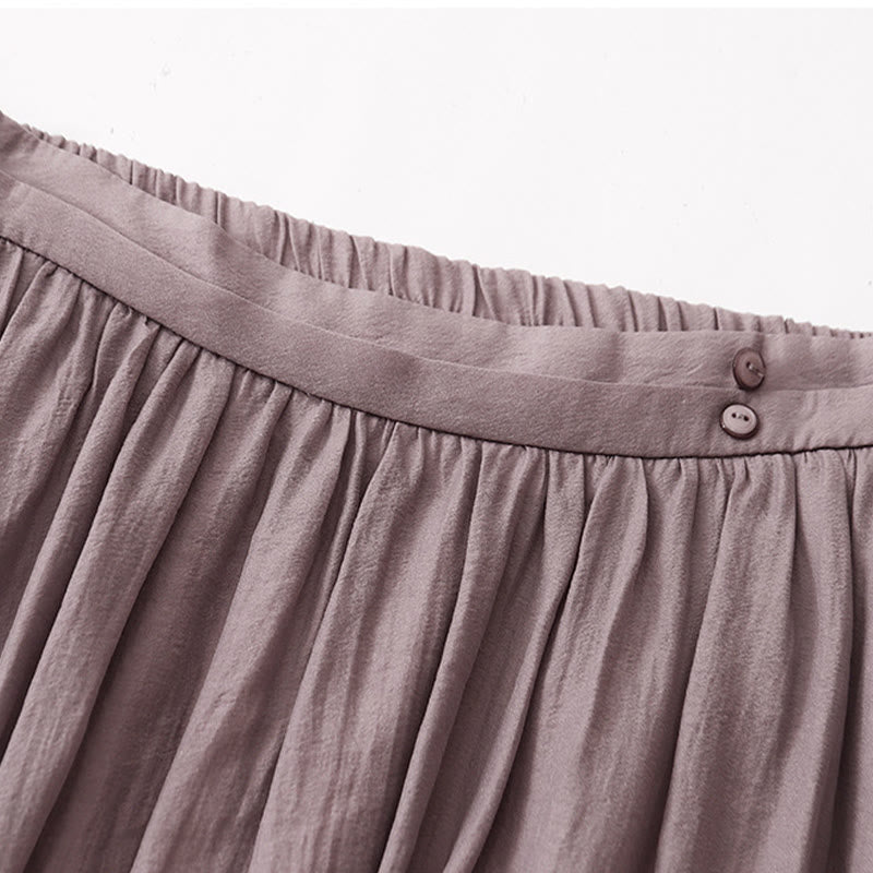 Falda plisada sencilla con cintura elástica y bolsillos para mujer con Buddha Stones