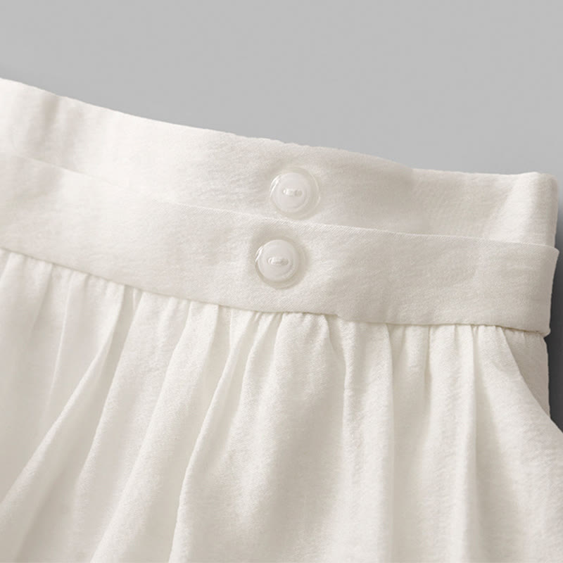 Falda plisada sencilla con cintura elástica y bolsillos para mujer con Buddha Stones