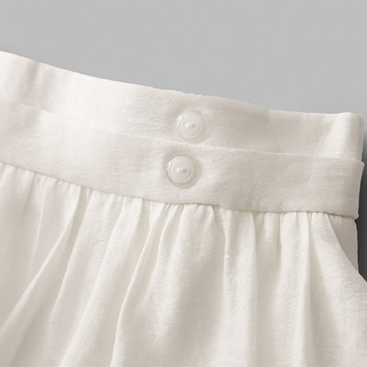 Falda plisada sencilla con cintura elástica y bolsillos para mujer con Buddha Stones