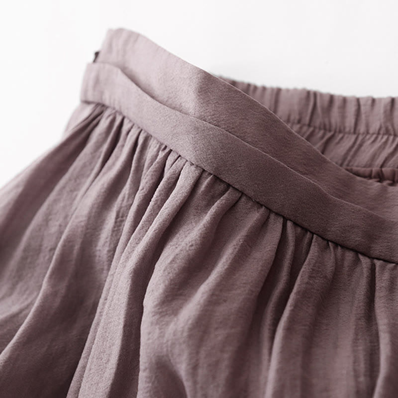 Falda plisada sencilla con cintura elástica y bolsillos para mujer con Buddha Stones