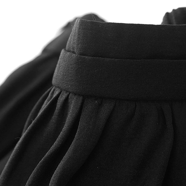 Falda plisada sencilla con cintura elástica y bolsillos para mujer con Buddha Stones