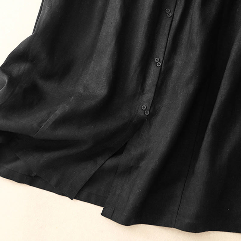 Falda de algodón con cintura elástica y bolsillos para mujer, diseño de aberturas, botones y Buddha Stones - image 9