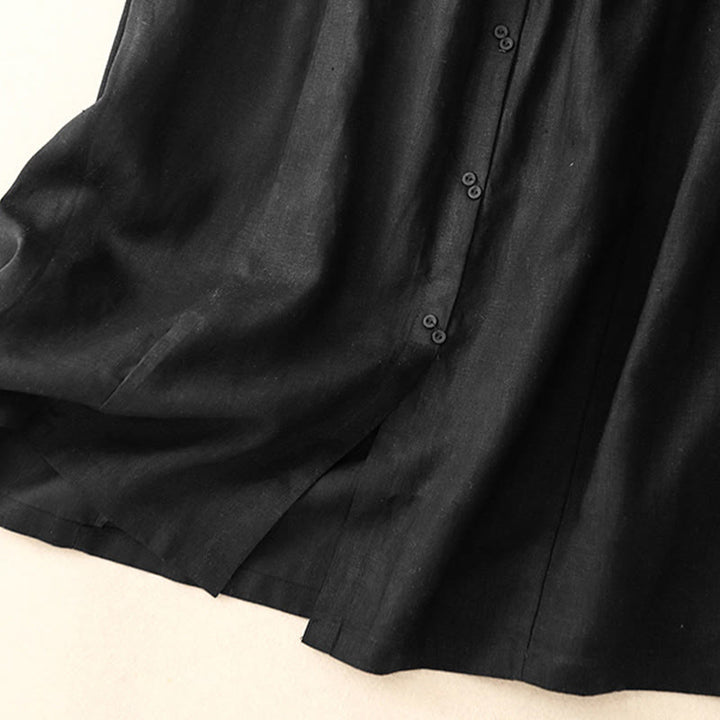 Falda de algodón con cintura elástica y bolsillos para mujer, diseño de aberturas, botones y Buddha Stones - image 9