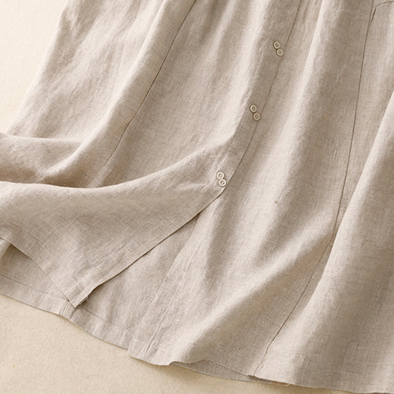 Falda de algodón con cintura elástica y bolsillos para mujer, diseño de aberturas, botones y Buddha Stones - image 13