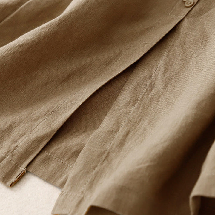 Falda de algodón con cintura elástica y bolsillos para mujer, diseño de aberturas, botones y Buddha Stones - image 23