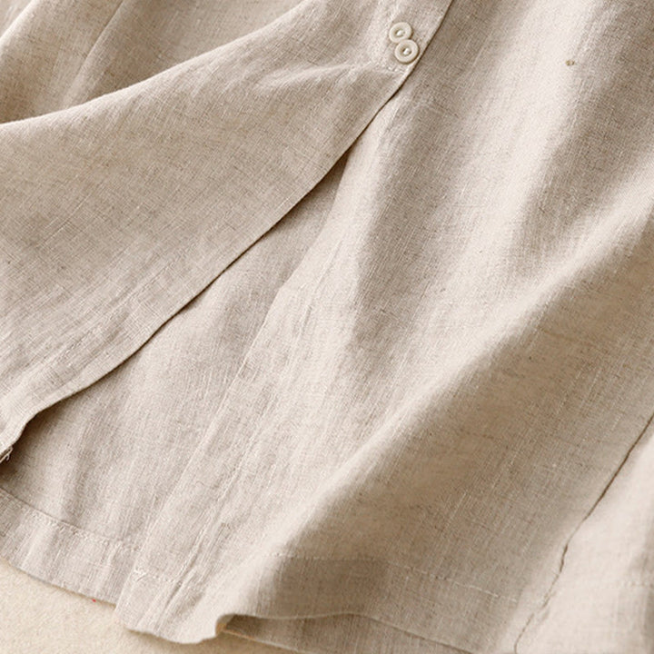 Falda de algodón con cintura elástica y bolsillos para mujer, diseño de aberturas, botones y Buddha Stones - image 15