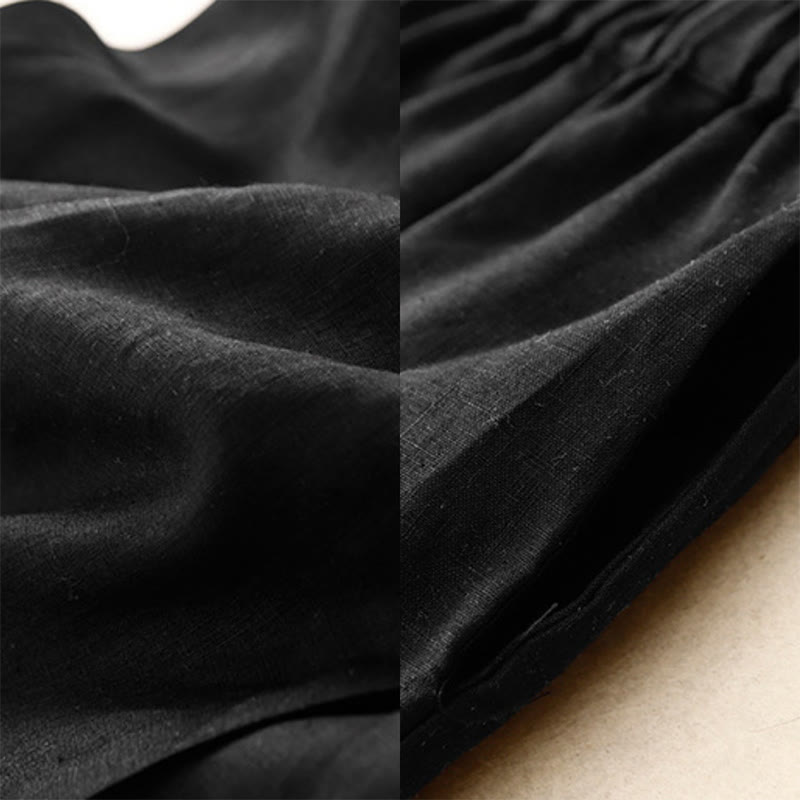 Falda de algodón con cintura elástica y bolsillos para mujer, diseño de aberturas, botones y Buddha Stones - image 10