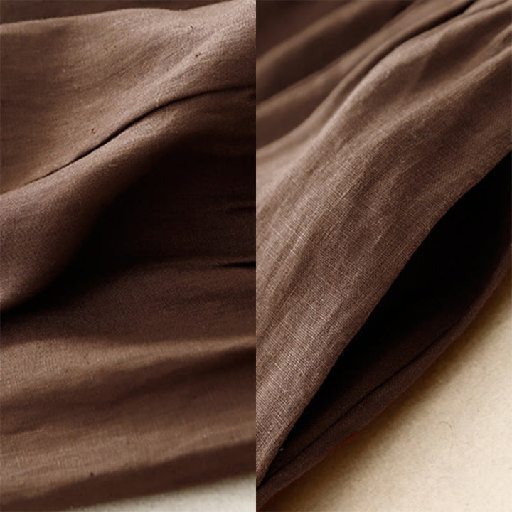 Falda de algodón con cintura elástica y bolsillos para mujer, diseño de aberturas, botones y Buddha Stones - image 4