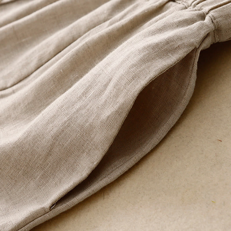 Falda de algodón con cintura elástica y bolsillos para mujer, diseño de aberturas, botones y Buddha Stones - image 14