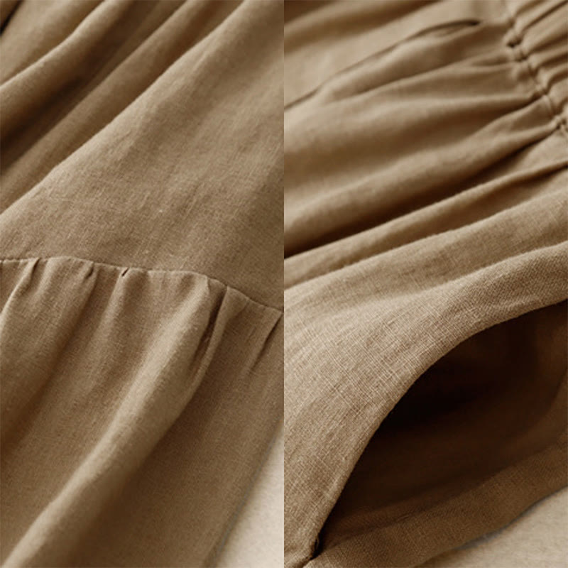 Falda de algodón con cintura elástica y bolsillos para mujer, diseño de aberturas, botones y Buddha Stones - image 22