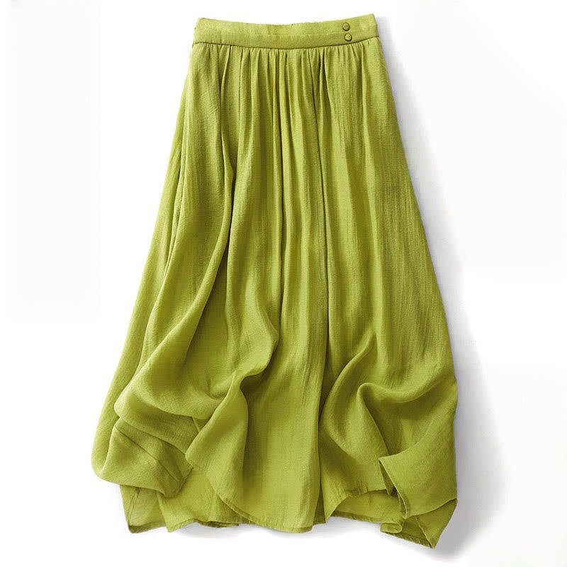 Falda plisada sencilla con cintura elástica y bolsillos para mujer con Buddha Stones