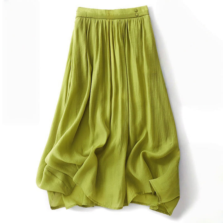 Falda plisada sencilla con cintura elástica y bolsillos para mujer con Buddha Stones