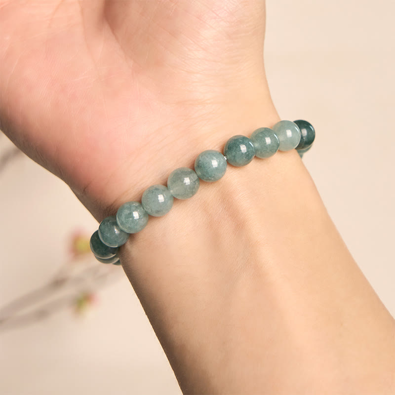 Pulsera de prosperidad con cuentas de perla y hebilla de paz de jade azul y Buddha Stones