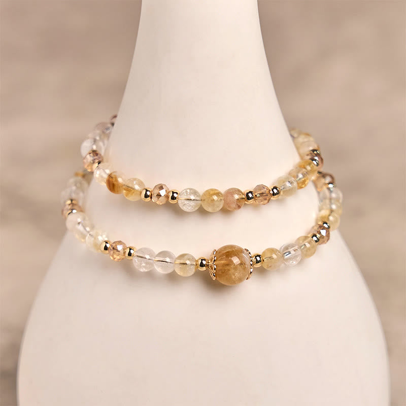Pulsera de doble capa con cuentas de cristal rosa citrino natural de Buddha Stones, ideal para el placer y la creatividad. - image 2
