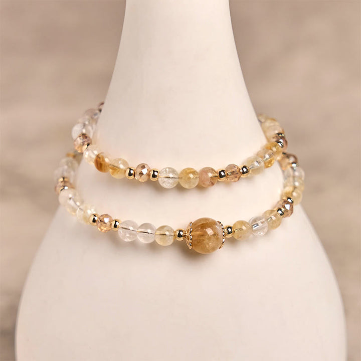 Pulsera de doble capa con cuentas de cristal rosa citrino natural de Buddha Stones, ideal para el placer y la creatividad. - image 2