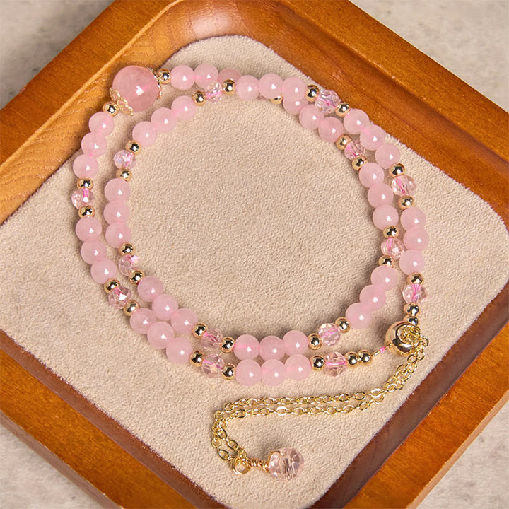 Pulsera de doble capa con cuentas de cristal rosa citrino natural de Buddha Stones, ideal para el placer y la creatividad. - image 6