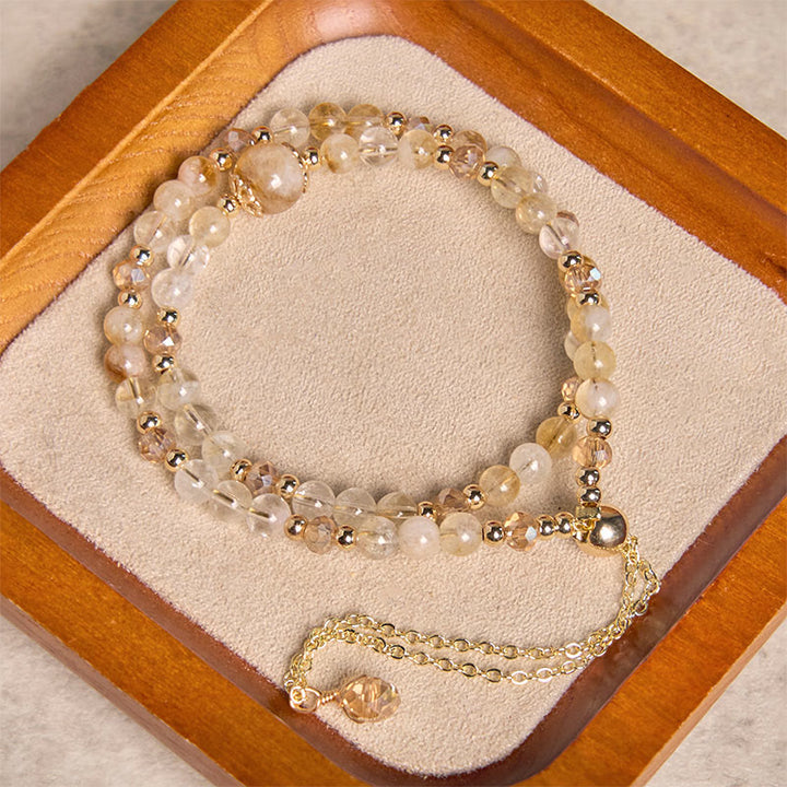 Pulsera de doble capa con cuentas de cristal rosa citrino natural de Buddha Stones, ideal para el placer y la creatividad. - image 1