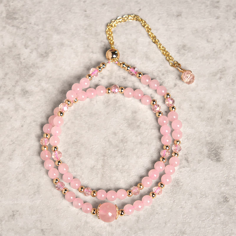Pulsera de doble capa con cuentas de cristal rosa citrino natural de Buddha Stones, ideal para el placer y la creatividad. - Cristal rosa (circunferencia de la muñeca: 15-21 cm) - image 5