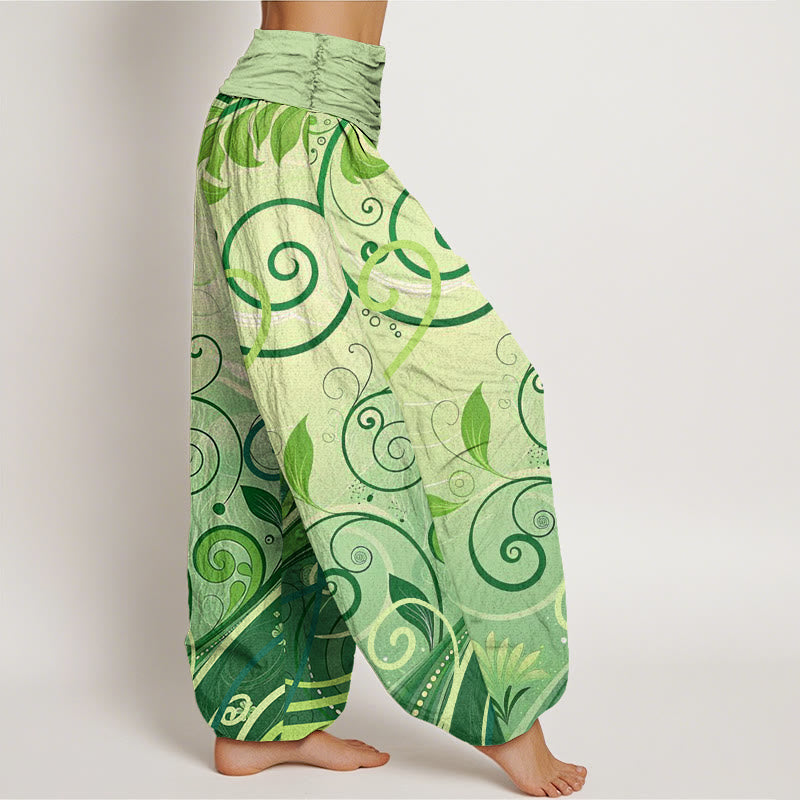 Pantalones tipo harem de algodón con estampado floral informal de Buddha Stones para mujer - image 2