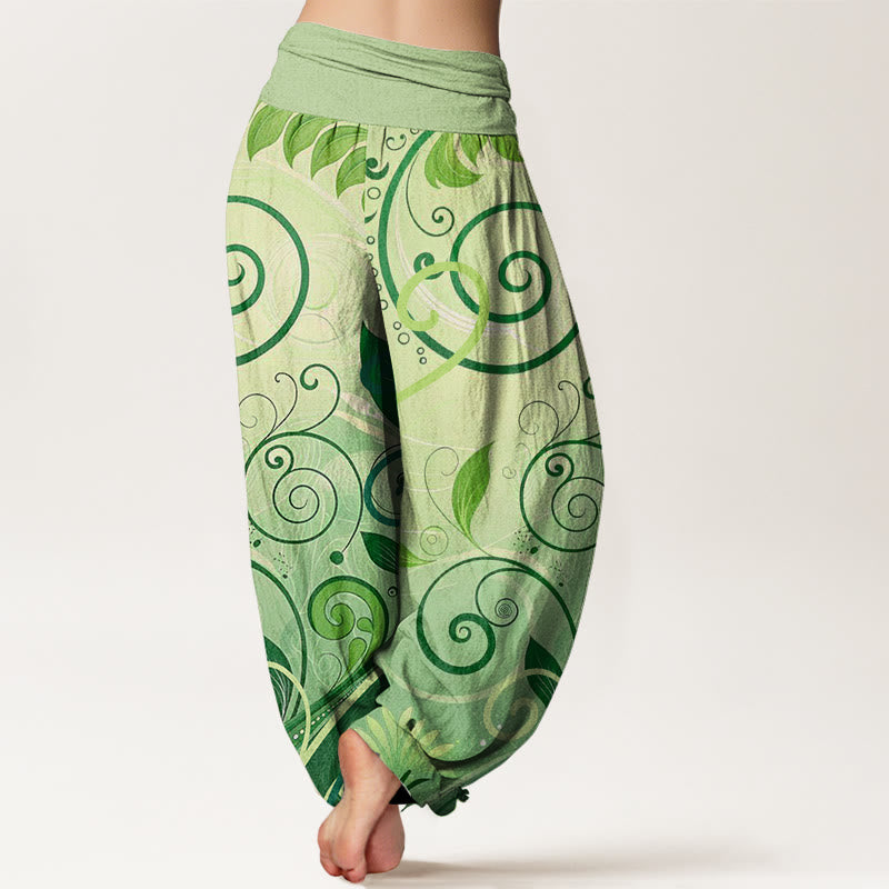 Pantalones tipo harem de algodón con estampado floral informal de Buddha Stones para mujer - image 1