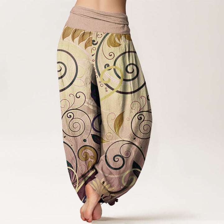 Pantalones tipo harem de algodón con estampado floral informal de Buddha Stones para mujer - image 8