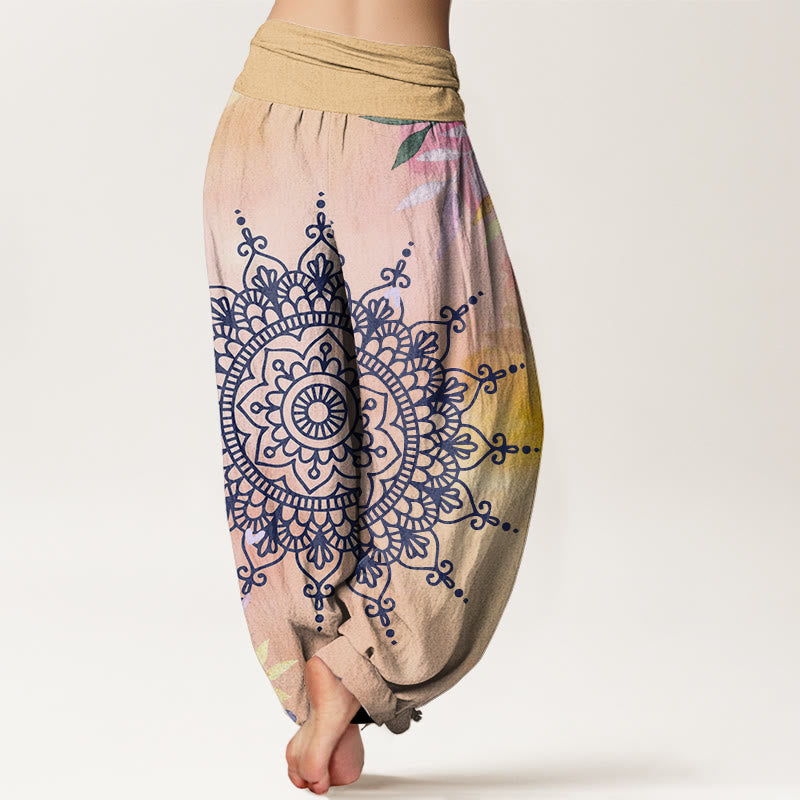 Pantalones tipo harem de algodón con estampado mandala informal de Buddha Stones para mujer - image 1