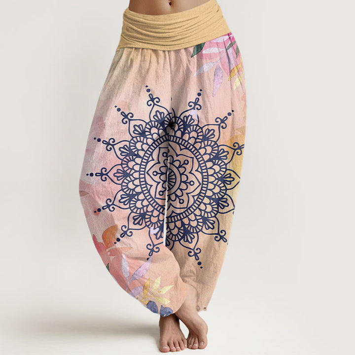 Pantalones tipo harem de algodón con estampado mandala informal de Buddha Stones para mujer - PeachPuff - US22，UK/AU26，EU54 (6XL) - image 0