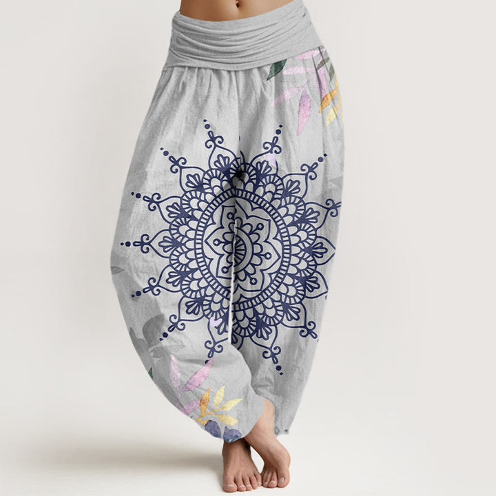 Pantalones tipo harem de algodón con estampado mandala informal de Buddha Stones para mujer - Gainsboro - US22，UK/AU26，EU54 (6XL) - image 7