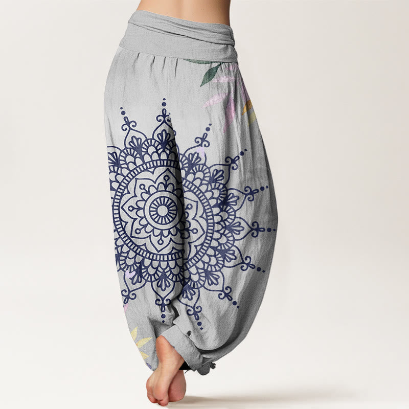 Pantalones tipo harem de algodón con estampado mandala informal de Buddha Stones para mujer - image 8