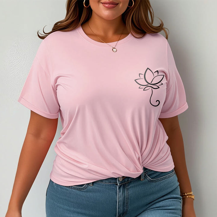 Camiseta informal con estampado de flor de loto y Buddha Stones - image 14