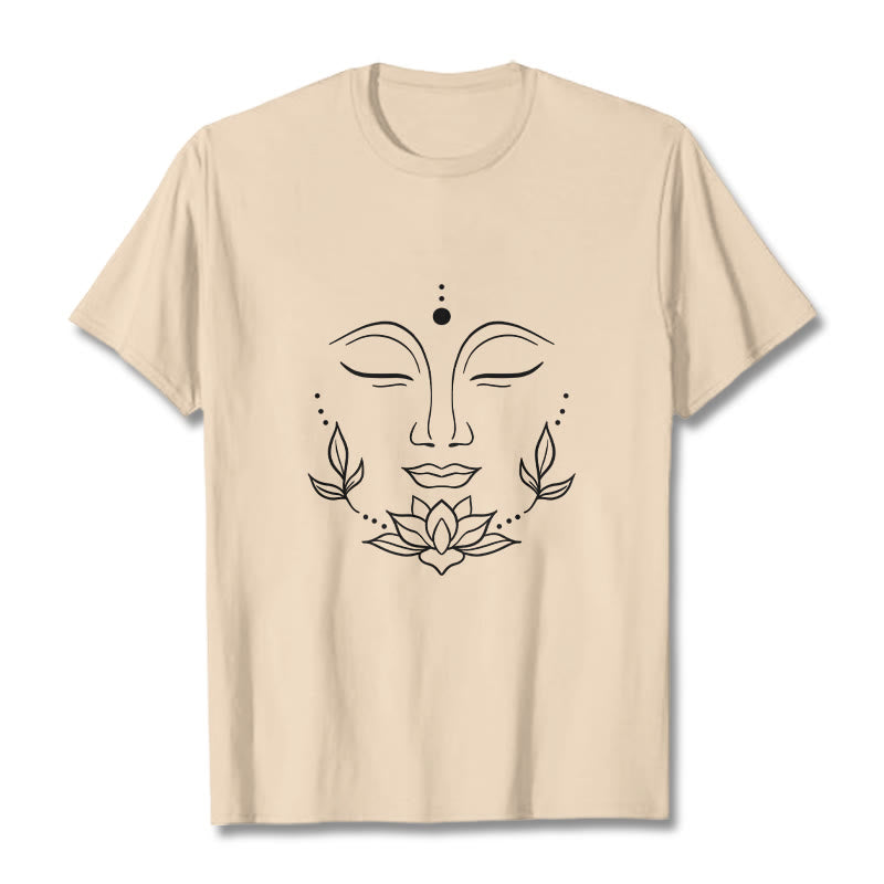 Camiseta informal con estampado de flor de loto y cara de Buda de Buddha Stones - Sopa de mariscos - 2XL - image 9