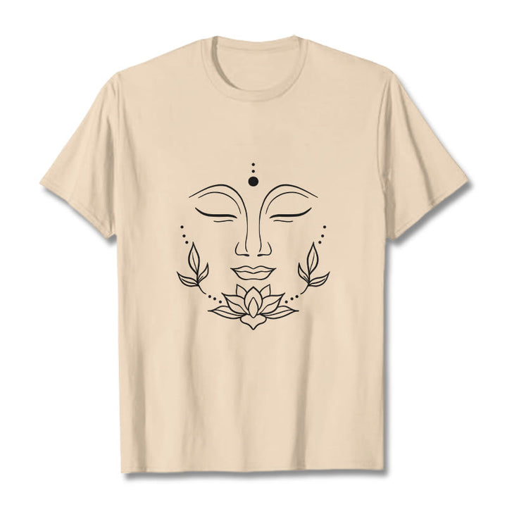 Camiseta informal con estampado de flor de loto y cara de Buda de Buddha Stones - Sopa de mariscos - 2XL - image 9