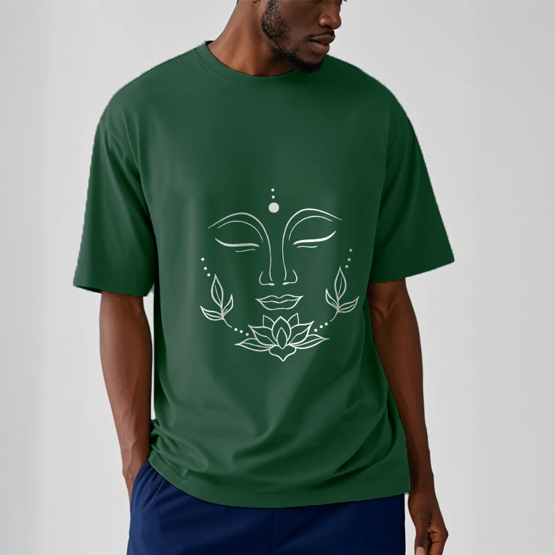 Camiseta informal con estampado de flor de loto y cara de Buda de Buddha Stones - image 12