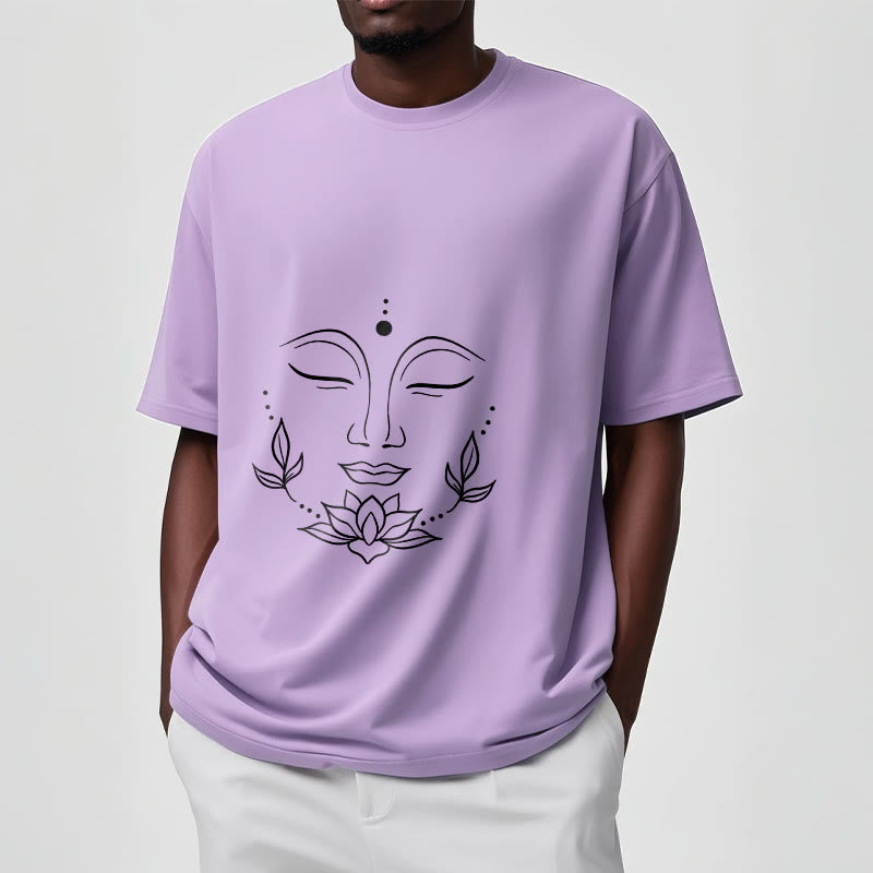Camiseta informal con estampado de flor de loto y cara de Buda de Buddha Stones - image 18
