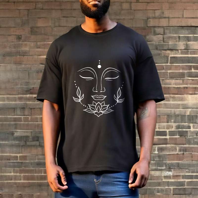 Camiseta informal con estampado de flor de loto y cara de Buda de Buddha Stones - image 7