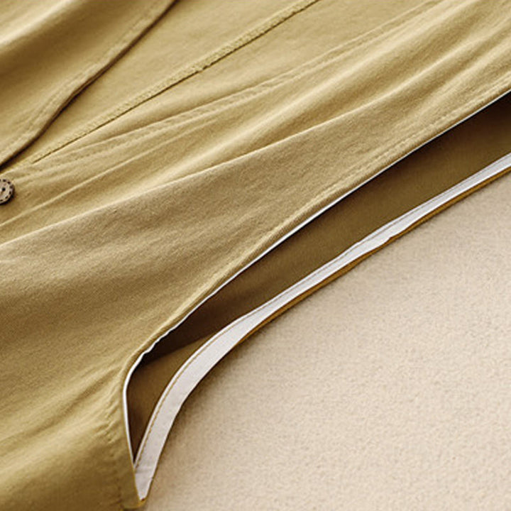 Chaleco de algodón sin mangas para mujer con bolsillos y botones delanteros de color liso con Buddha Stones - image 3