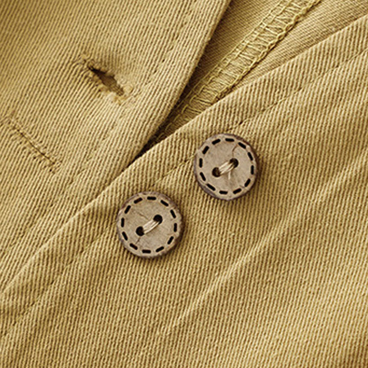 Chaleco de algodón sin mangas para mujer con bolsillos y botones delanteros de color liso con Buddha Stones - image 4