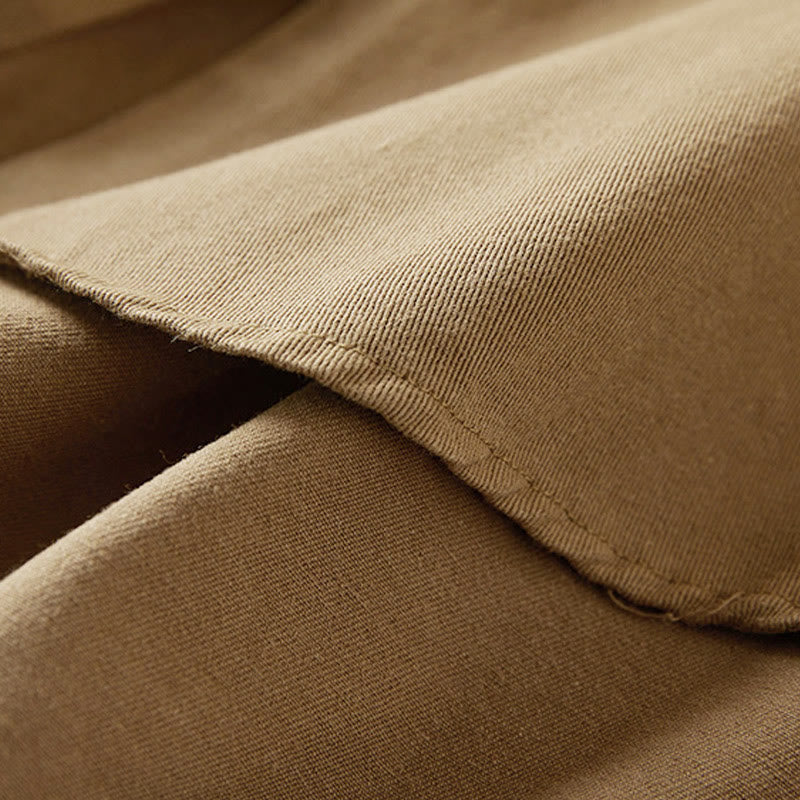 Chaqueta de lino y algodón de manga larga para mujer con solapa y bolsillos, diseño irregular de Buddha Stones Fall - image 4