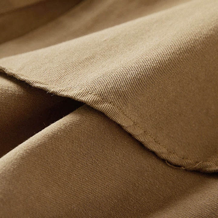 Chaqueta de lino y algodón de manga larga para mujer con solapa y bolsillos, diseño irregular de Buddha Stones Fall - image 4