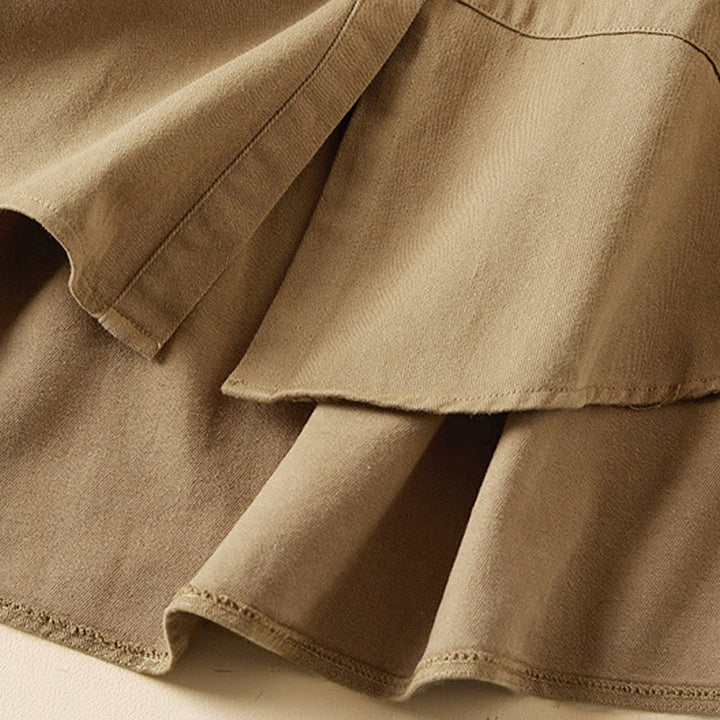 Chaqueta de lino y algodón de manga larga para mujer con solapa y bolsillos, diseño irregular de Buddha Stones Fall - image 5