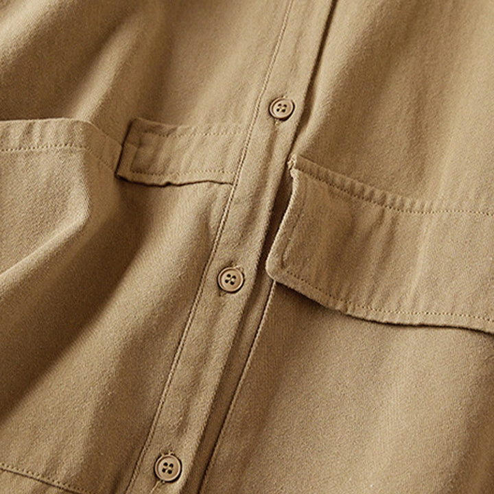 Chaqueta de lino y algodón de manga larga para mujer con solapa y bolsillos, diseño irregular de Buddha Stones Fall - image 3