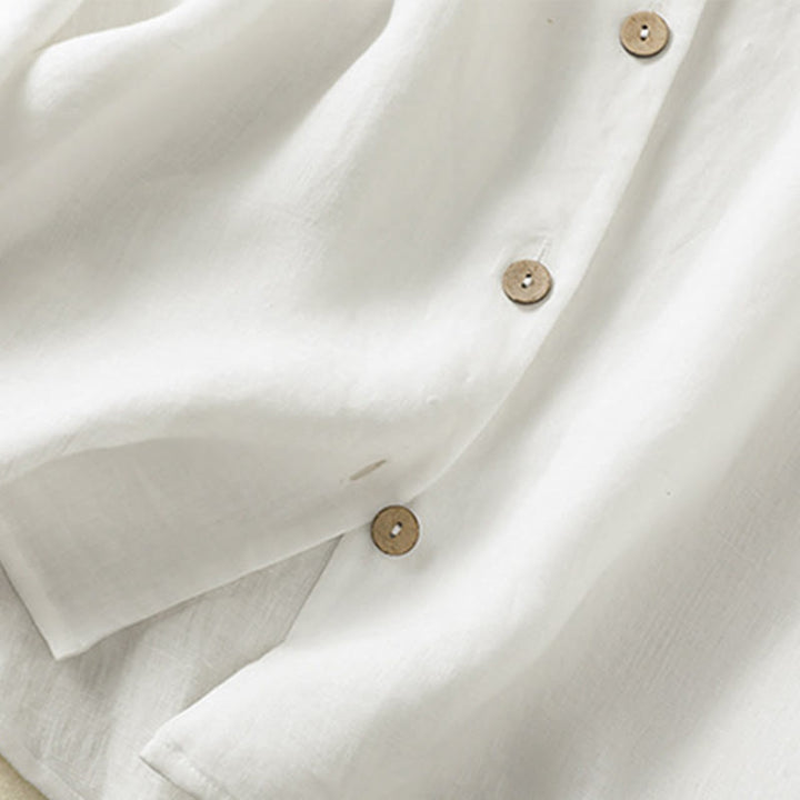 Camisa de mujer de manga larga con cuello en V, diseño sencillo de botones y estampado de Buddha Stones para primavera. - image 15