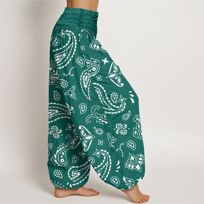 Pantalones bombachos de mujer con cintura elástica, estilo clásico informal, de algodón con estampado Buddha Stones. - image 1
