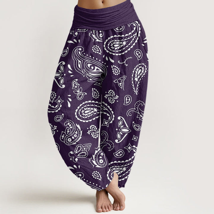 Pantalones bombachos de mujer con cintura elástica, estilo clásico informal, de algodón con estampado Buddha Stones. - Índigo - US22，UK/AU26，EU54 (6XL) - image 4