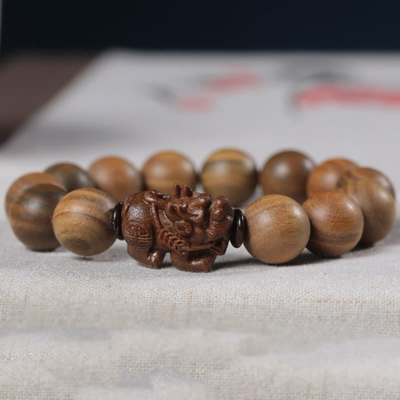 Pulsera Pixiu de sándalo verde con Buddha Stones para atraer la riqueza - image 4