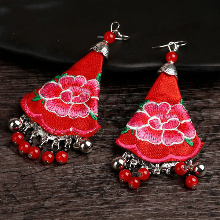 Pendientes de armonía floral con bordado Yi de Buddha Stones hechos a mano - image 5