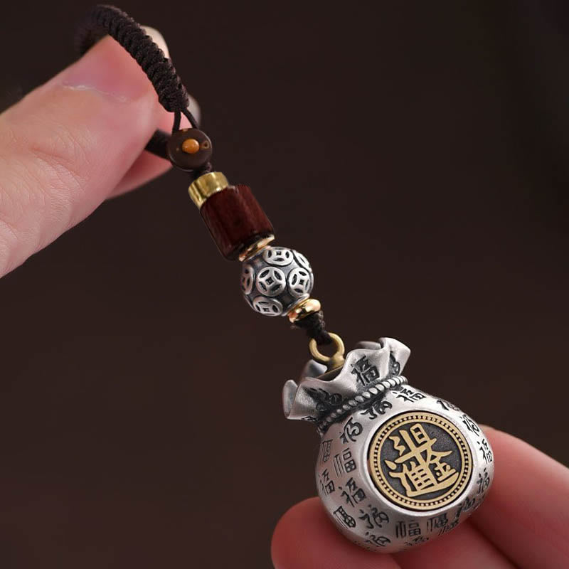 Bolsa de dinero con el personaje Fu de Buddha Stones que gana dinero todos los días llavero de la fortuna